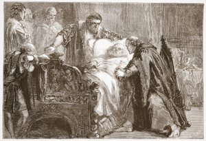 Tod von Friedrich dem Weisen, Kurfürst von Sachsen, Illustration aus Die Geschichte des Protestantismus von James Aitken Wylie, veröffentlicht 1878