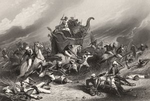 Niederlage der Peishwa-Armee vor Jhansi durch General Rose am 1. April 1858, aus 