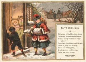 Lieferung eines Weihnachtskorbs, Weihnachtskarte von English School