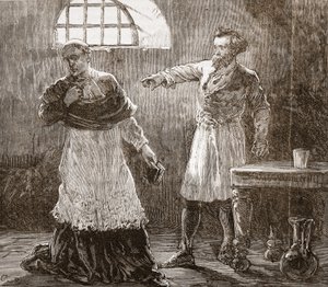 Denis tadelt den Bischof von Meaux, Illustration aus Die Geschichte des Protestantismus von James Aitken Wylie, veröffentlicht 1878 von English School