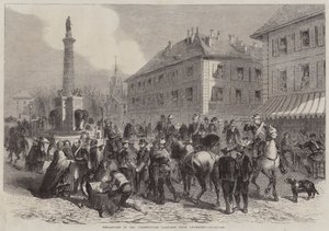 Abreise der piemontesischen Garnison aus Chambery (Stich) von English School