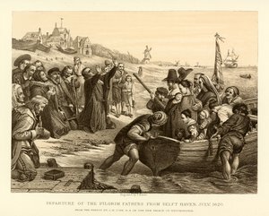 Abreise der Pilgerväter aus Delft Haven von English School