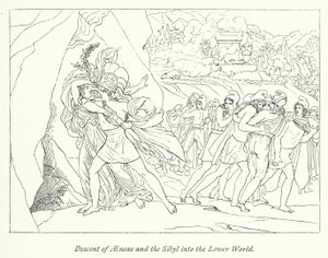 Abstieg von Aeneas und der Sibylle in die Unterwelt