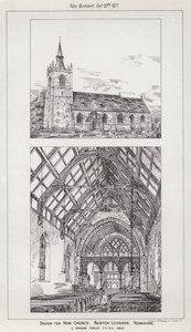 Entwurf für eine neue Kirche, Burton Leonard, Yorkshire (Stich) von English School
