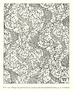 Design für bedruckte Baumwolle basierend auf der Erbse, Diamantmuster, 30 × 21 Zoll von English School