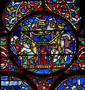 Detail des St. Alphege-Fensters, das die Belagerung von Canterbury zeigt (Detail) von English School