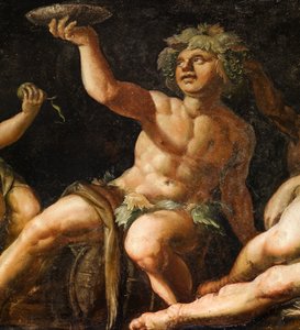 Detail des bemalten Panels, Elysium-Raum, Bolsover Castle von English School