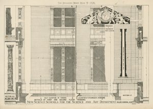 Details der Fenster im ersten und zweiten Stock der neuen Wissenschaftsschulen für die Wissenschafts- und Kunstabteilung von English School