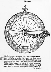 Diagramm eines Nocturnals, Illustration aus The Art of Navigation von Martin Cortes, ins Englische übersetzt von Richard Eden von English School