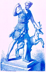 Diana mit der Hirschkuh, Illustration aus Geschichte Roms von Victor Duruy, veröffentlicht 1884 von English School