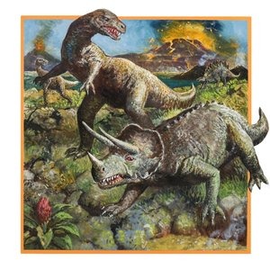 Dinosaurier mit Vulkan