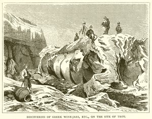 Entdeckungen von griechischen Weinkrügen usw. auf dem Gelände von Troja von English School