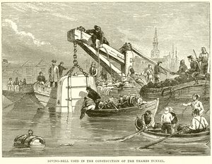 Taucherglocke, die beim Bau des Thames-Tunnels verwendet wurde von English School