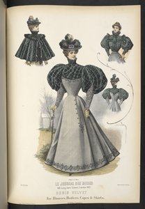 Doris-Samt für Blusen, Mieder, Umhänge und Röcke, Tafel 2250, The Dressmaker and Milliner, 1895 von English School