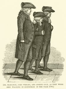 Dr. Hamilton, John Wesley und Joseph Cole, wie sie 1790 in Edinburgh gesehen wurden (Gravur) von English School