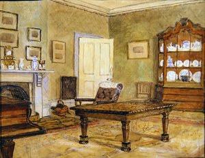 Saloninterieur mit Porzellansammlung, ca. 1890 von English School