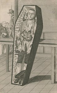 Earl Ferrers, wie er in seinem Sarg in der Surgeons