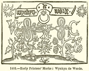 Frühe Druckermarken: Wynkyn de Worde von English School