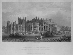Ostansicht von Eaton Hall, dem Sitz des Höchst Ehrenwerten Marquess of Westminster (Gravur) von English School