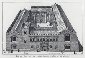 Ostfront der alten Schulen, ca. 1688, nach Loggan von English School