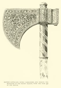 Östliche Streitaxt, reich damasziert, mit dem Monogramm des Sultans Saladin und dem Datum 550 der Hidschra von English School