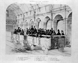 Edgware Road Station auf der Eröffnungsfahrt der Metropolitan Railway, 24. Mai 1862 von English School