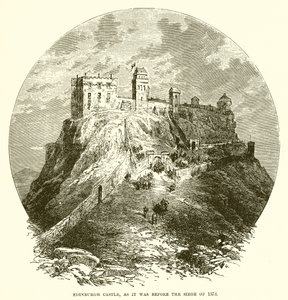 Edinburgh Castle, wie es vor der Belagerung von 1573 war von English School