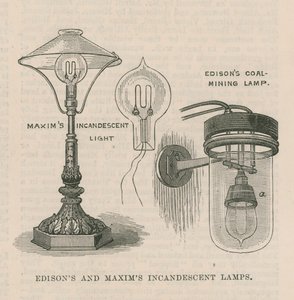 Edison und Maxims Glühlampen von English School