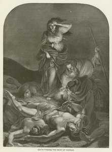 Edith findet den Körper von Harold (Gravur) von English School