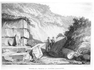 Edward Daniel Clarke besucht die Überreste des Tempels des Jupiter Liberator in Troad, aus Teil 2 von Travels in Various Countries of Europe, Asia and Africa, veröffentlicht 1812 von English School