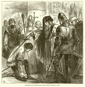 Eduard III. schlägt den Schwarzen Prinzen zum Ritter, 1546 von English School