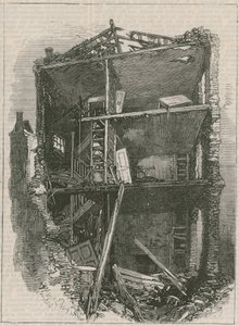 Folgen der Explosion in Clerkenwell: Innenräume der Häuser in der Corporation Lane von English School