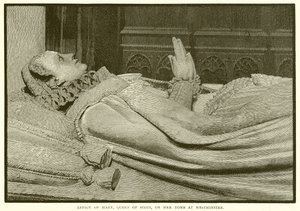 Abbild von Maria Stuart auf ihrem Grab in Westminster
