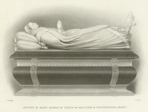 Abbild von Maria Stuart auf ihrem Grab in der Westminster Abbey von English School