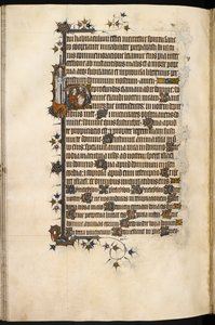 Egerton MS 3277, f.131v, Bohun-Dame beim Gebet, mit marginalem Löwen und Schloss, aus dem 