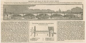 Aufriss und Plan der neuen London Bridge von English School