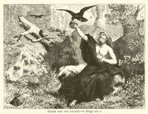 Elia und die Raben (I, Könige, xvii, 6) von English School