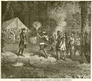 Elkswatawa versucht General Harrison zu beschwören von English School