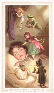 Elfen liefern Weihnachtsgeschenke, Weihnachtskarte von English School