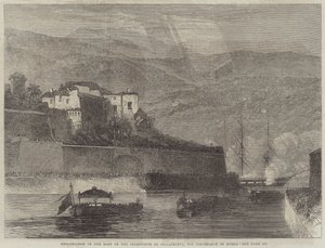 Einschiffung des Leichnams des Zarewitsch in Villafranca zur Überführung nach Russland (Stich) von English School