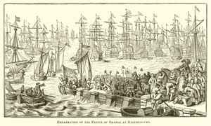 Einschiffung des Prinzen von Oranien in Helvoetsluys von English School