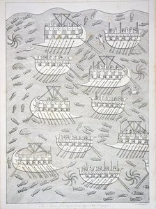 Feinde der Assyrer suchen Zuflucht in Schiffen, Tafel 71 aus Ninive und seine Überreste von Austen Henry Layard (1817-94) veröffentlicht 1849 von English School