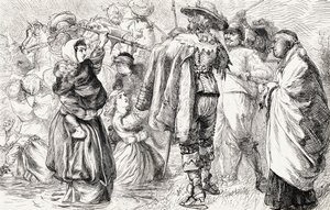 Englische Protestanten werden von irischen Katholiken während der irischen Rebellion von 1641 ertränkt, um 1865 von English School