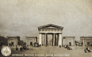 Eingangsportikus, Euston Grove Station, 1838 von English School