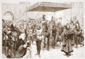 Einzug von Papst Johannes in Konstanz, Illustration aus Die Geschichte des Protestantismus von James Aitken Wylie, veröffentlicht 1878