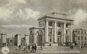Eingang zum Bahnhof Birmingham (Curzon Street), 1838 von English School
