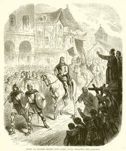 Einzug von Karl Martell in Paris nach der Niederlage der Sarazenen von English School