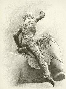 Reiterfigur in Prag, Böhmen (Gravur) von English School