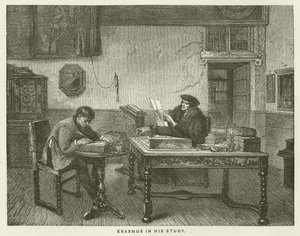 Erasmus in seinem Arbeitszimmer von English School