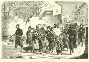 Evakuierung eines Dorfes bei Paris, Dezember 1870 von English School